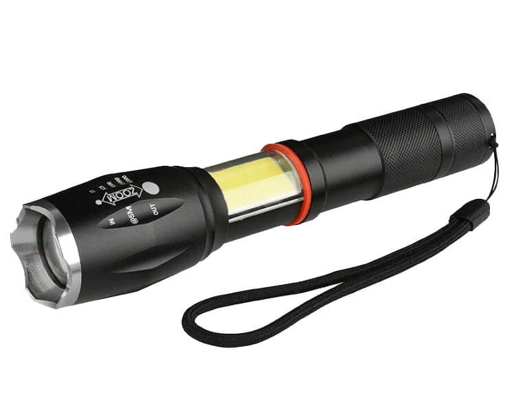 Lanternă din metal tactic TagLight Elite cu led Cree q5, zoom reglabil, Led lateral,  5 moduri de lumină